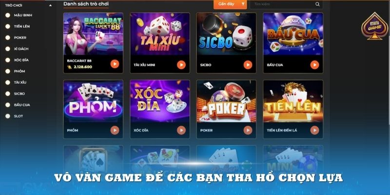 Vô vàn game để các bạn tha hồ chọn lựa